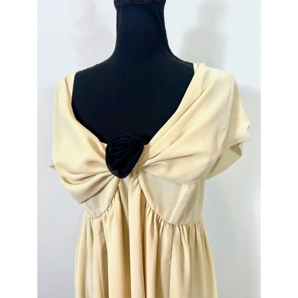 Reformation Rossland Flower Mini Dress in Tan Size 10 Off The Shoulder Lined - Picture 2 of 3